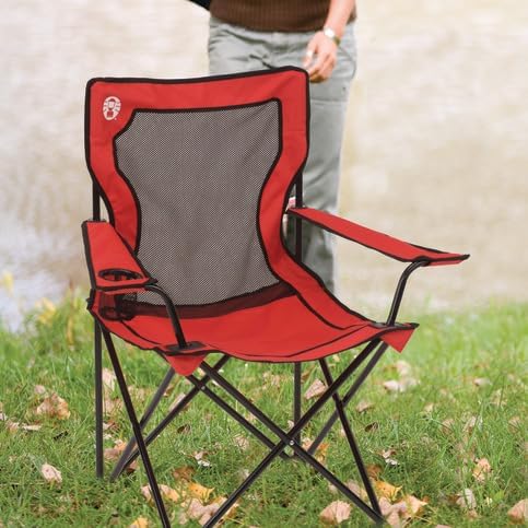 Coleman Broadband Mesh Quad Camp Chair with Carry Bag & Cup Holder, Cooling Mesh Back with Adjustable Arms - Image 2