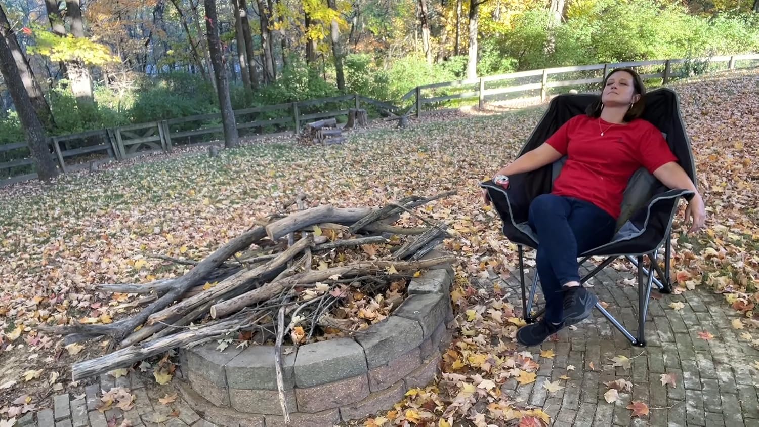 FAIR WIND Oversized Padded Camping Chair Heavy Duty Quad Fold Arm Chair Portable for Outdoor - Support 450LBS, Black - Image 2