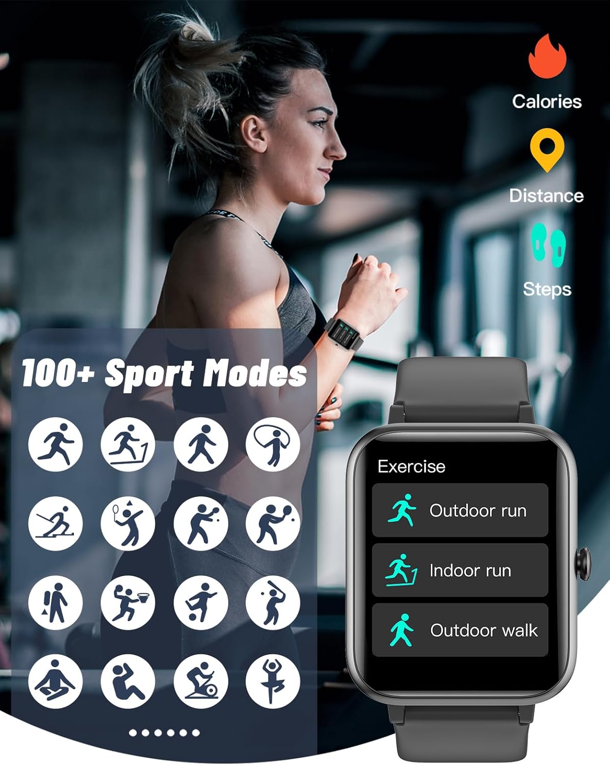 GRV Smart Watch for iOS and Android Phones (Answer/Make Calls), Watches for Men Women IP68 Waterproof Smartwatch Fitness Tracker Watch with Heart Rate/Sleep Monitor Steps Calories Counter (Black) - Image 3