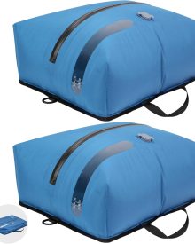 ONTYZZ Travel Vacuum Compression Bags Reusable Compression Bag with IP67 Waterproof Zipper Space Saver Vacuum Bags for Suitcase,Two Pack Blue