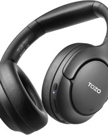 TOZO HT2 Hybrid Active Noise Cancelling Headphones, Wireless Over Ear Bluetooth Headset, 60H Playtime, Hi-Res Audio Custom EQ via App Deep Bass Comfort Fit Ear Cups, for Home Office Travel Black