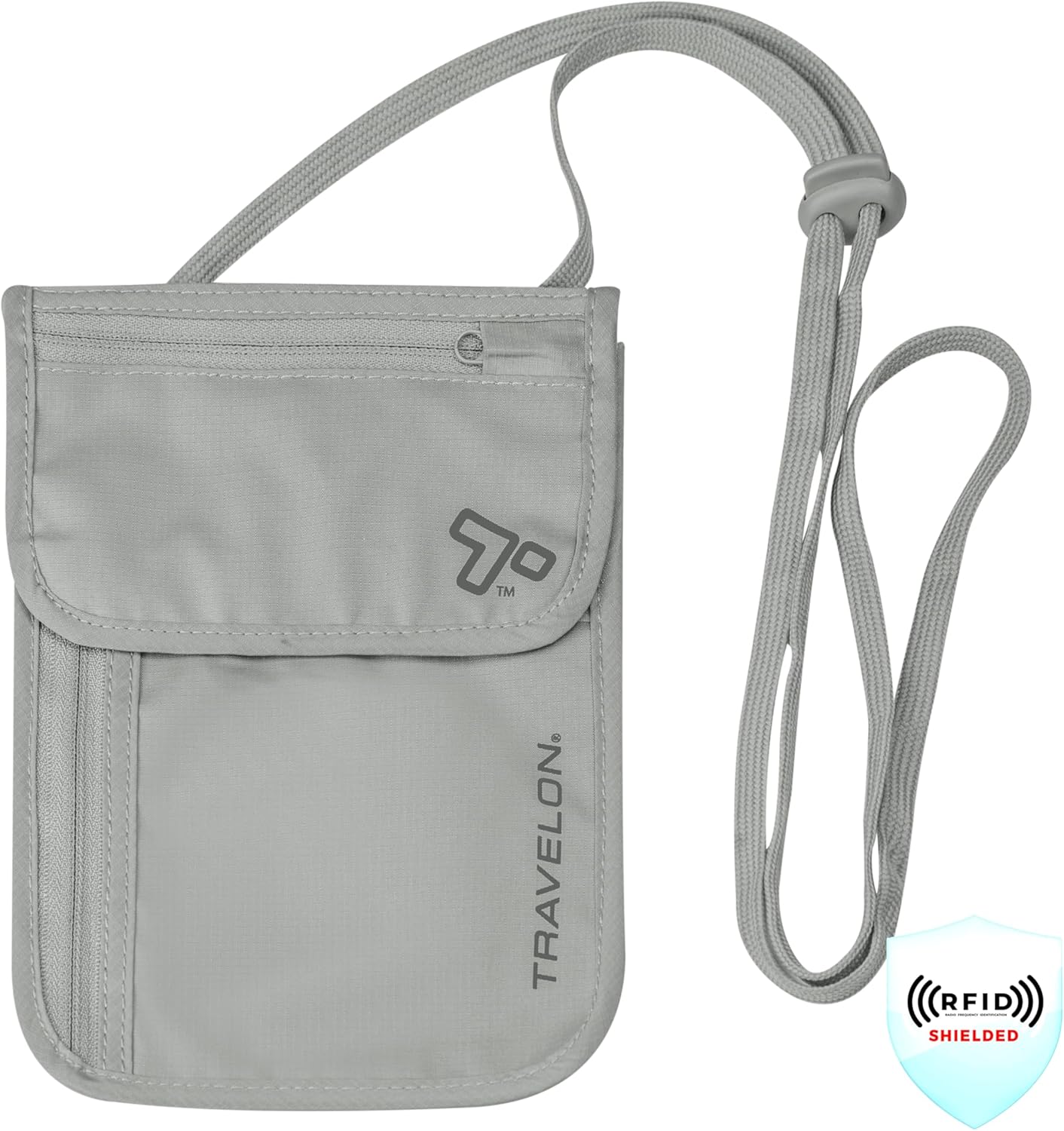 Rfid Blocking Undergarment Neck Pouch Travel Wallet, Gray, One Size - Image 2